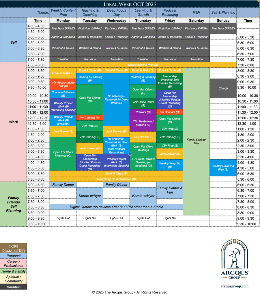 An image of Dusty Holcomb's actual CEO calendar. 